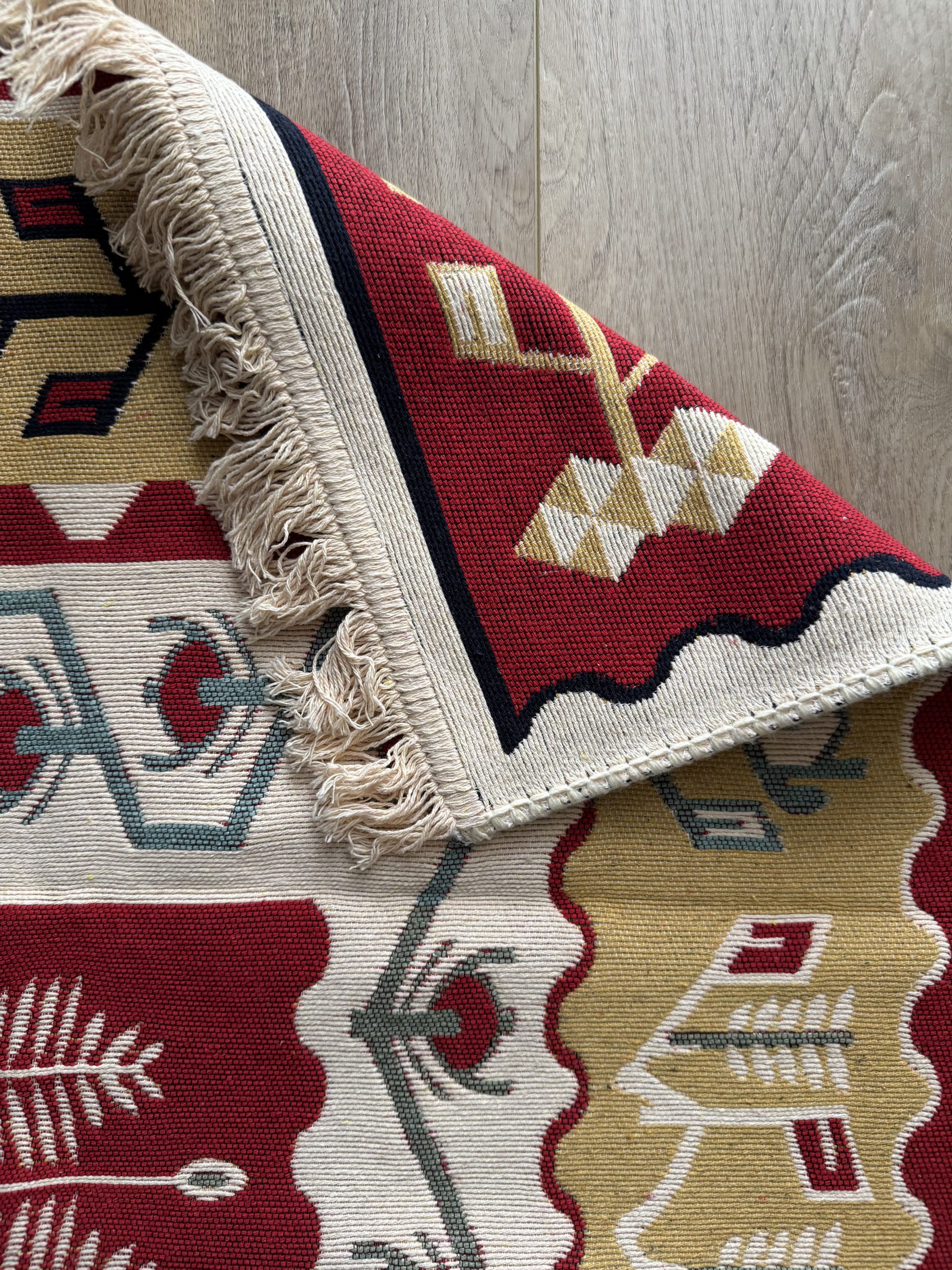 Бавовняний двосторонній килим у етнічному стилі AR 006 Red