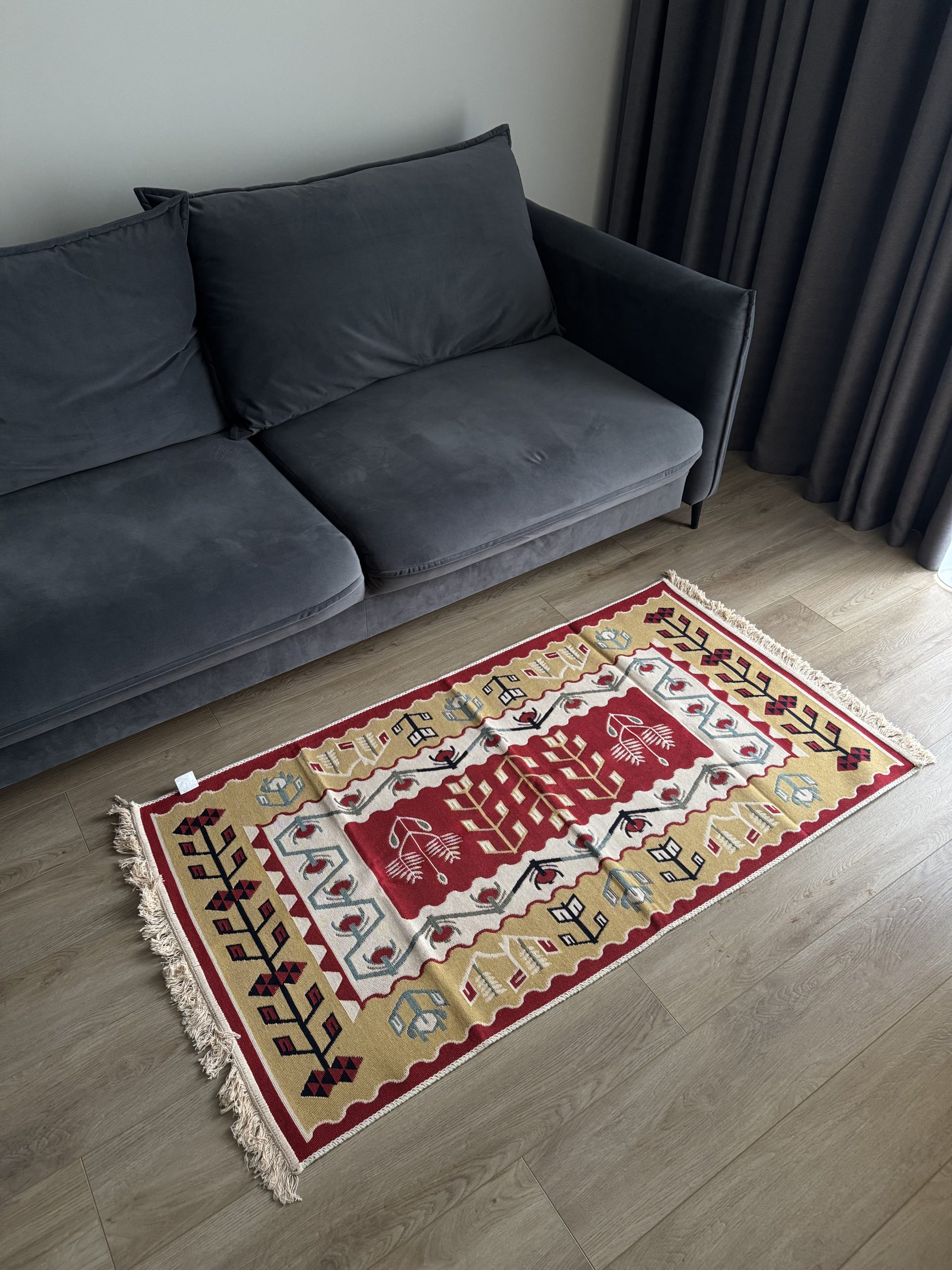 Бавовняний двосторонній килим у етнічному стилі AR 006 Red