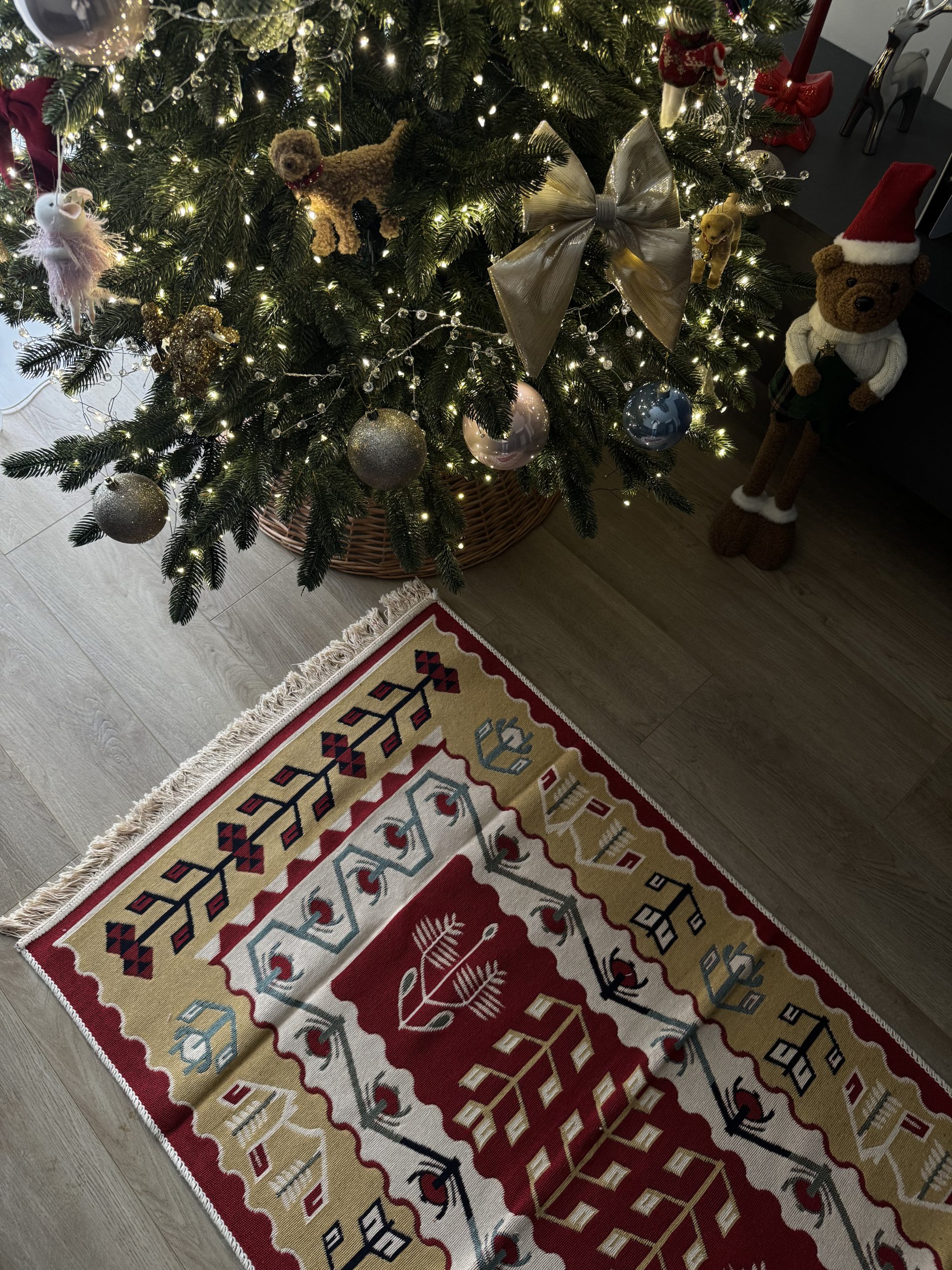 Бавовняний двосторонній килим у етнічному стилі AR 006 Red