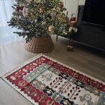 Бавовняний двосторонній килим у етнічному стилі AR 006 Red