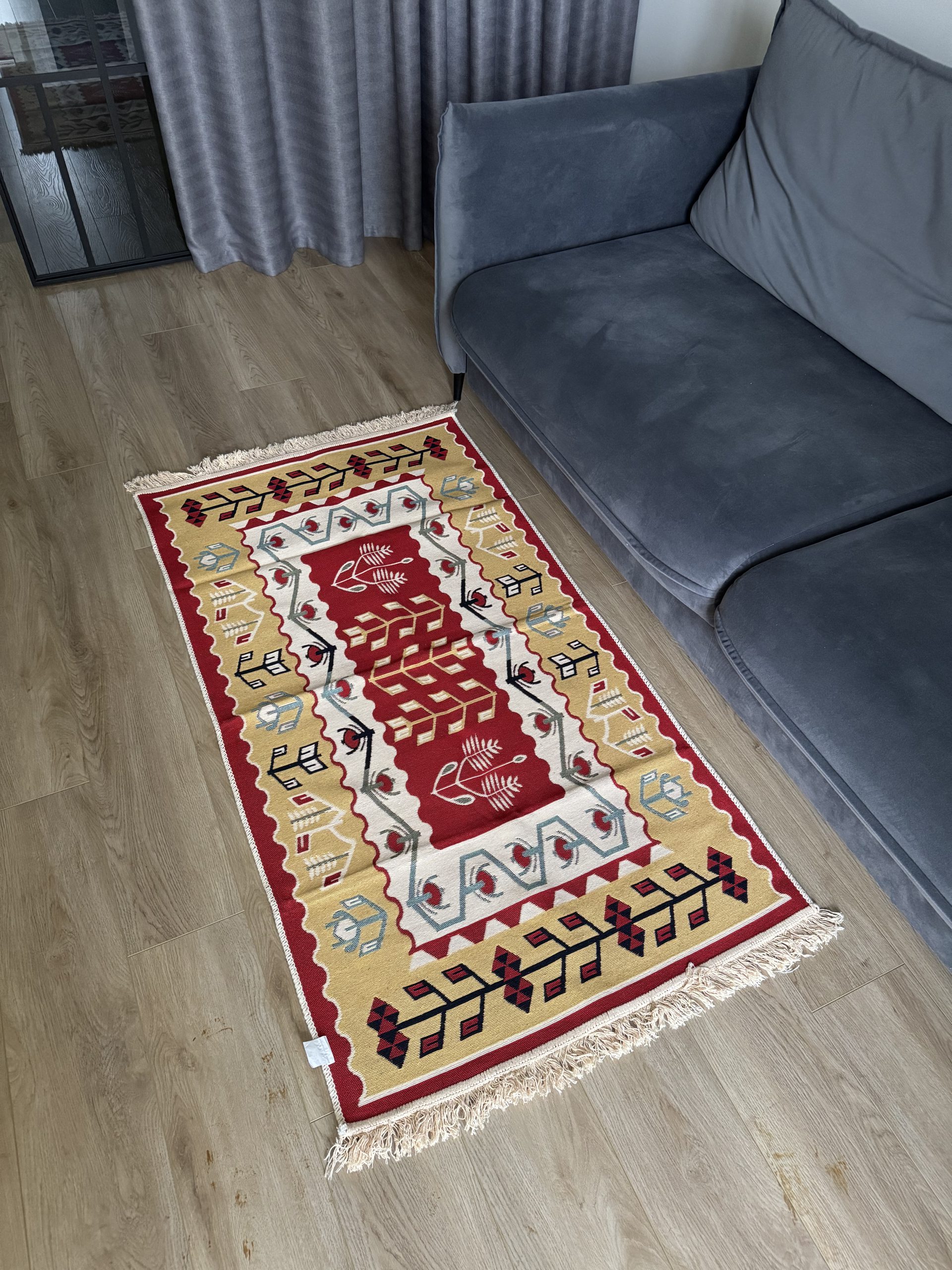 Бавовняний двосторонній килим у етнічному стилі AR 006 Red