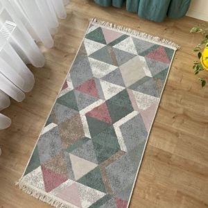 Бавовняний двосторонній килим у сучасному стилі AR 10 Blue Pink