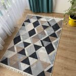 Бавовняний двосторонній килим у сучасному стилі AR 10 Beige Black