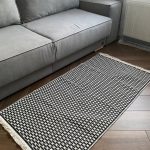 Бавовняний однотонний килим Alexa 116 Cream Black