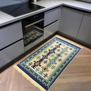 Бавовняний двосторонній килим у етнічному стилі AR 005 Blue