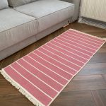 Бавовняний двосторонній килим у сучасному стилі Kara 152 Cream Pink