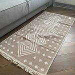 Бавовняний двосторонній килим у сучасному стилі Kara 019 C.Beige