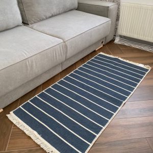 Бавовняний двосторонній килим у сучасному стилі Kara 152 Blue