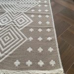 Бавовняний двосторонній килим у сучасному стилі Kara 019 C.Beige