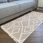 Бавовняний двосторонній килим у сучасному стилі Kara 055 Cream Beige