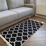 Бавовняний двосторонній килим у сучасному стилі Kara 150 C.Black