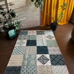 Етнічний бавовняний килим Iris-06 Blue Cream