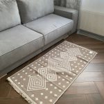 Бавовняний двосторонній килим у сучасному стилі Kara 019 C.Beige