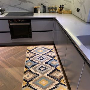 Бавовняний двосторонній килим у етнічному стилі AR 003 Blue