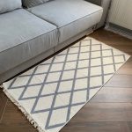 Бавовняний двосторонній килим у сучасному стилі Kara 031 Cream L.Grey