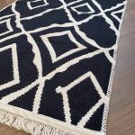 Бавовняний двосторонній килим у сучасному стилі Kara 055 Cream Black