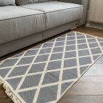 Бавовняний двосторонній килим у сучасному стилі Kara 031 Cream L.Grey