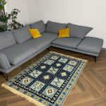 Бавовняний двосторонній килим у етнічному стилі AR 002 Blue