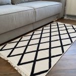 Бавовняний двосторонній килим у сучасному стилі Kara 031 Cream Black