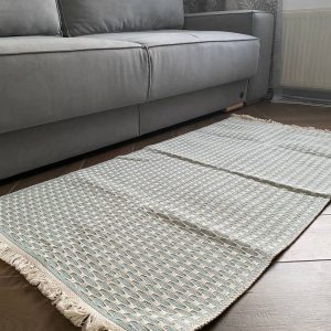 Бавовняний однотонний килим Alexa 116 Cream Aqua