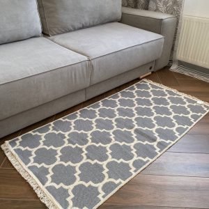 Бавовняний двосторонній килим у сучасному стилі Kara 150 C.L.Grey