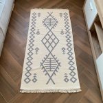 Бавовняний двосторонній килим у сучасному стилі Kara 026 Cream L.Grey