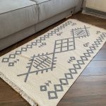 Бавовняний двосторонній килим у сучасному стилі Kara 026 Cream L.Grey