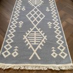 Бавовняний двосторонній килим у сучасному стилі Kara 026 Cream L.Grey