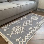 Бавовняний двосторонній килим у сучасному стилі Kara 026 Cream L.Grey