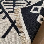 Бавовняний двосторонній килим у сучасному стилі Kara 026 Cream Black