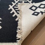 Бавовняний двосторонній килим у сучасному стилі Kara 026 Cream Black