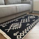 Бавовняний двосторонній килим у сучасному стилі Kara 026 Cream Black