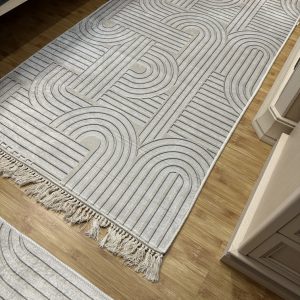 Безворсовий антиковзаючий килим "Модерн білий"