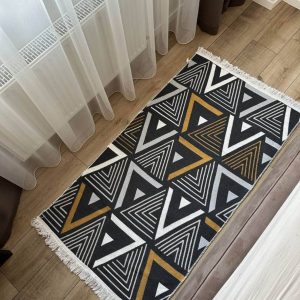 Бавовняний двосторонній килим у сучасному стилі AR 18 Yellow Grey