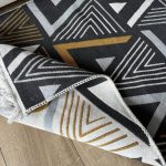 Бавовняний двосторонній килим у сучасному стилі AR 18 Yellow Grey