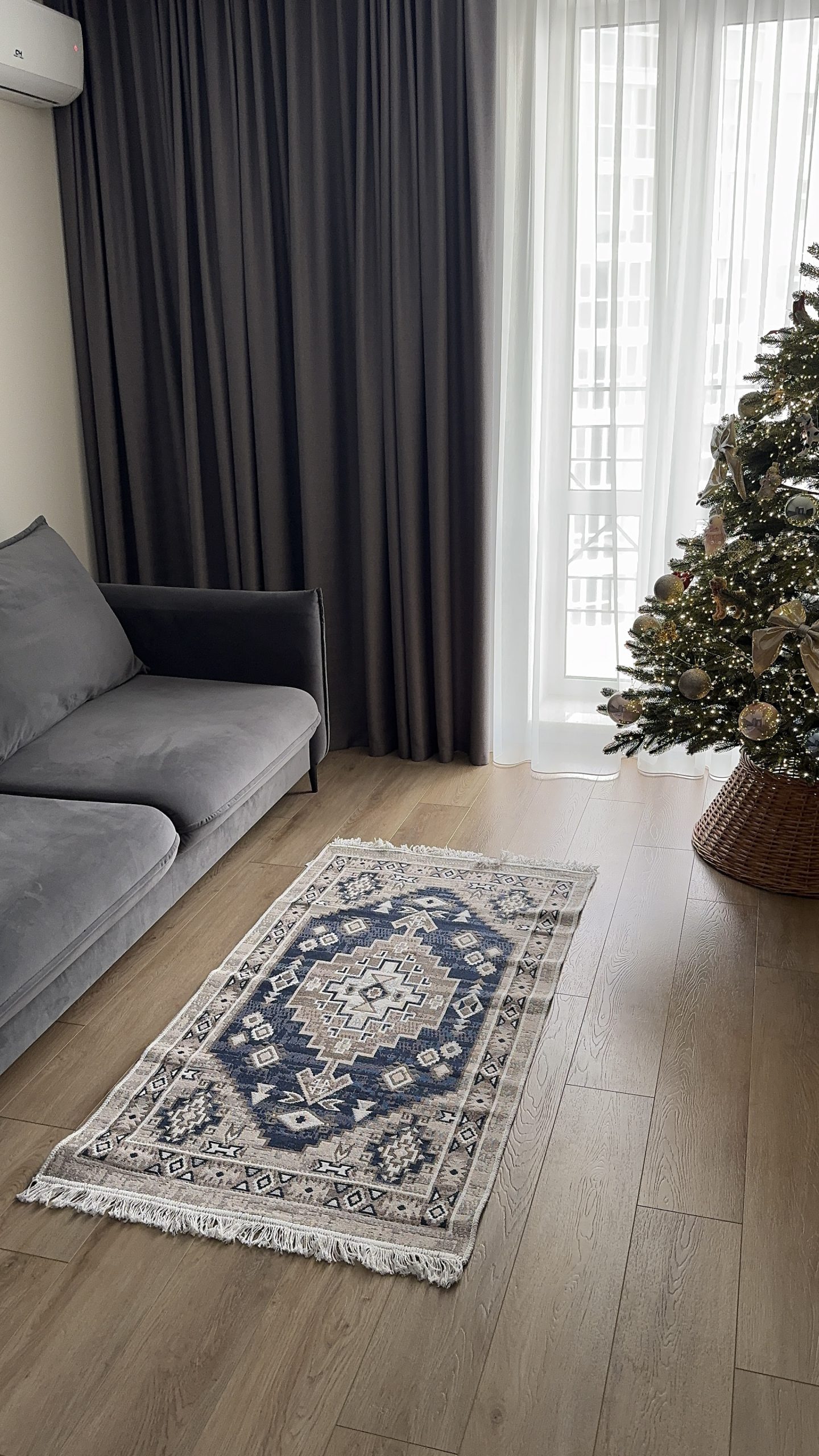 Бавовняний двосторонній килим AM 003 Blue