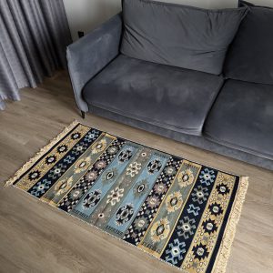 Бавовняний двосторонній килим у етнічному стилі AR 017 Green