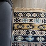 Бавовняний двосторонній килим у етнічному стилі AR 017 Green