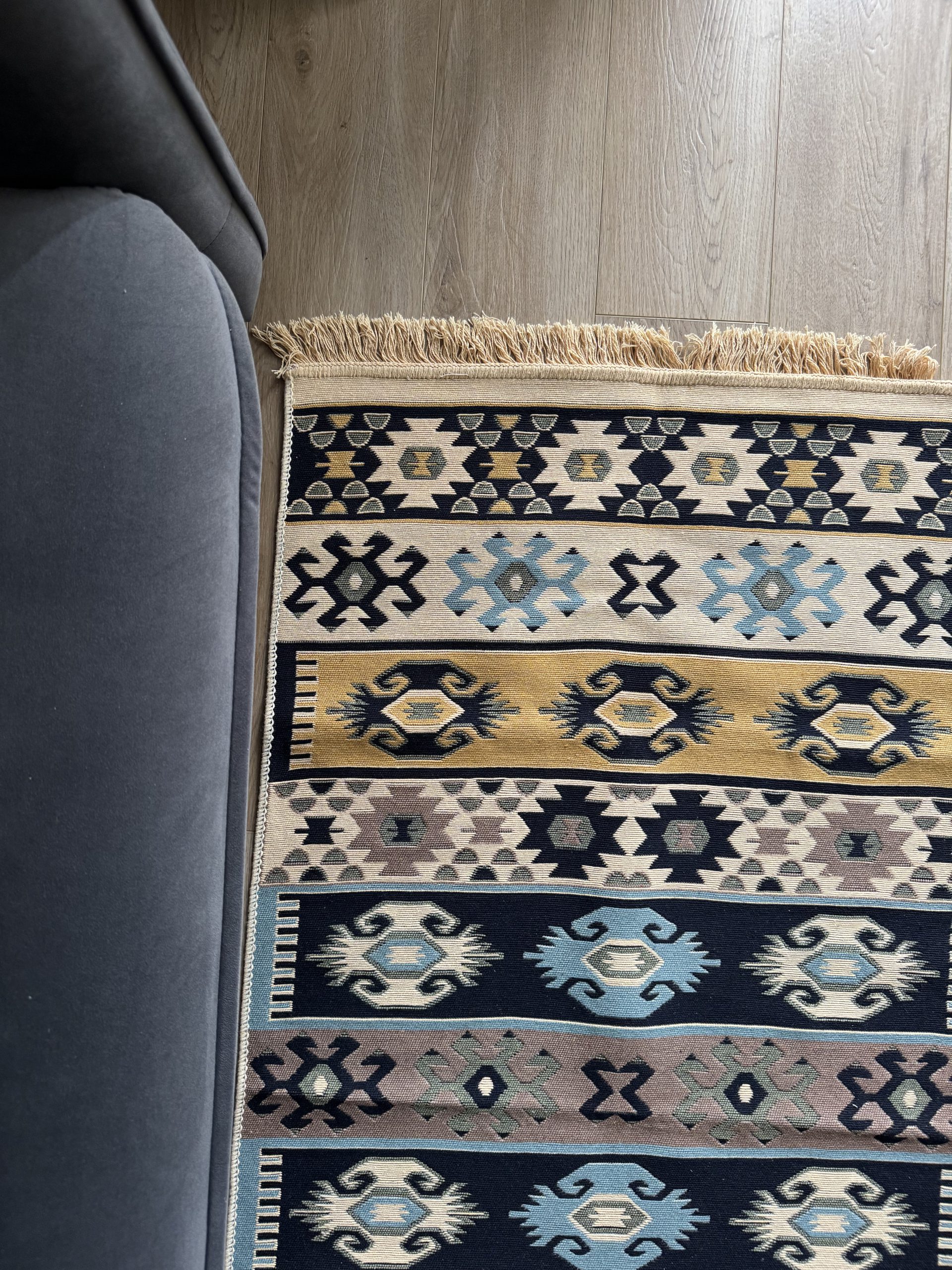 Бавовняний двосторонній килим у етнічному стилі AR 017 Green