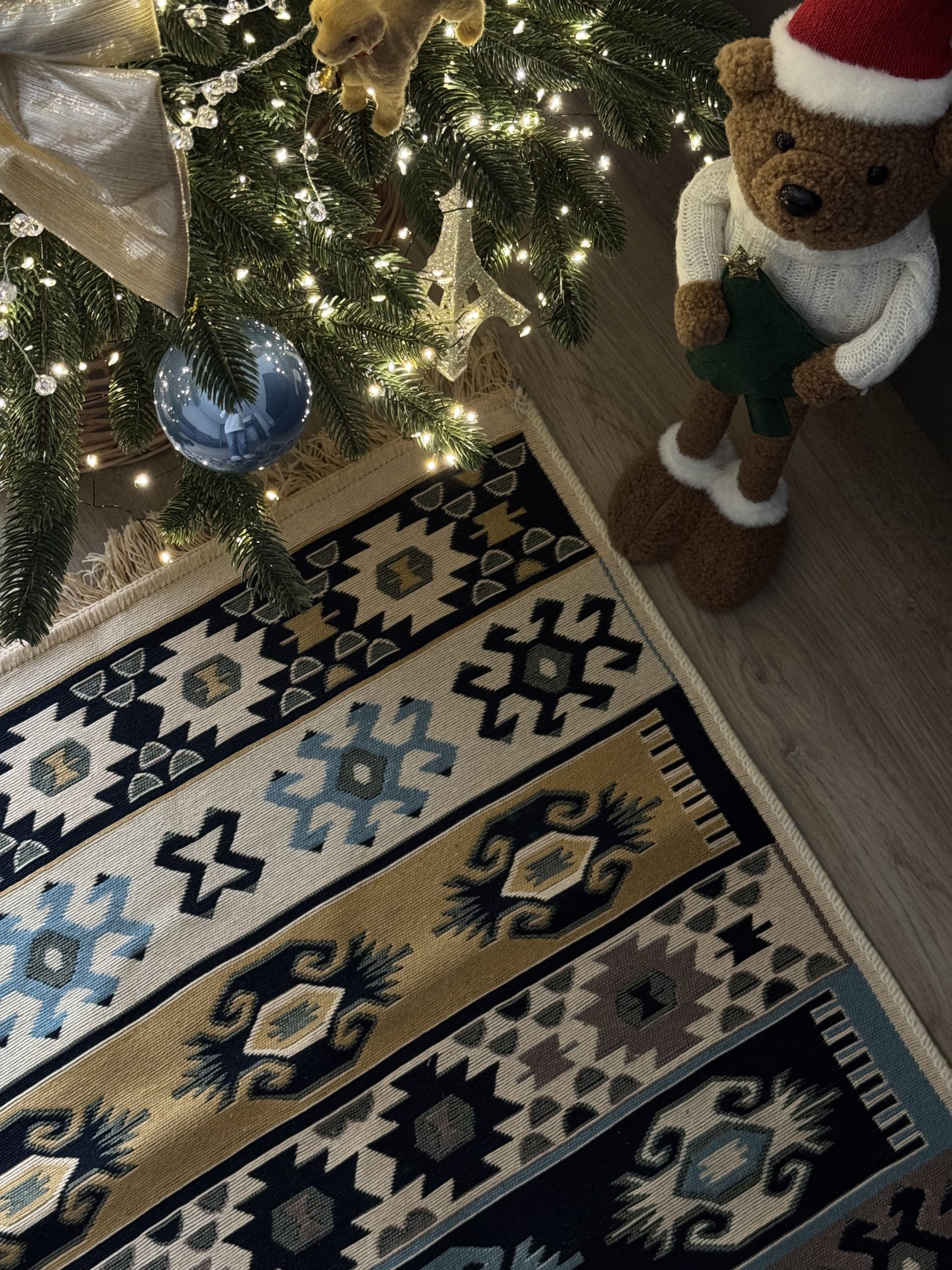 Бавовняний двосторонній килим у етнічному стилі AR 017 Green