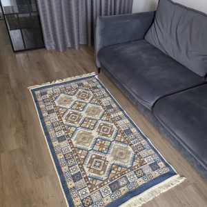 Бавовняний двосторонній килим у етнічному стилі LM 05 BLUE