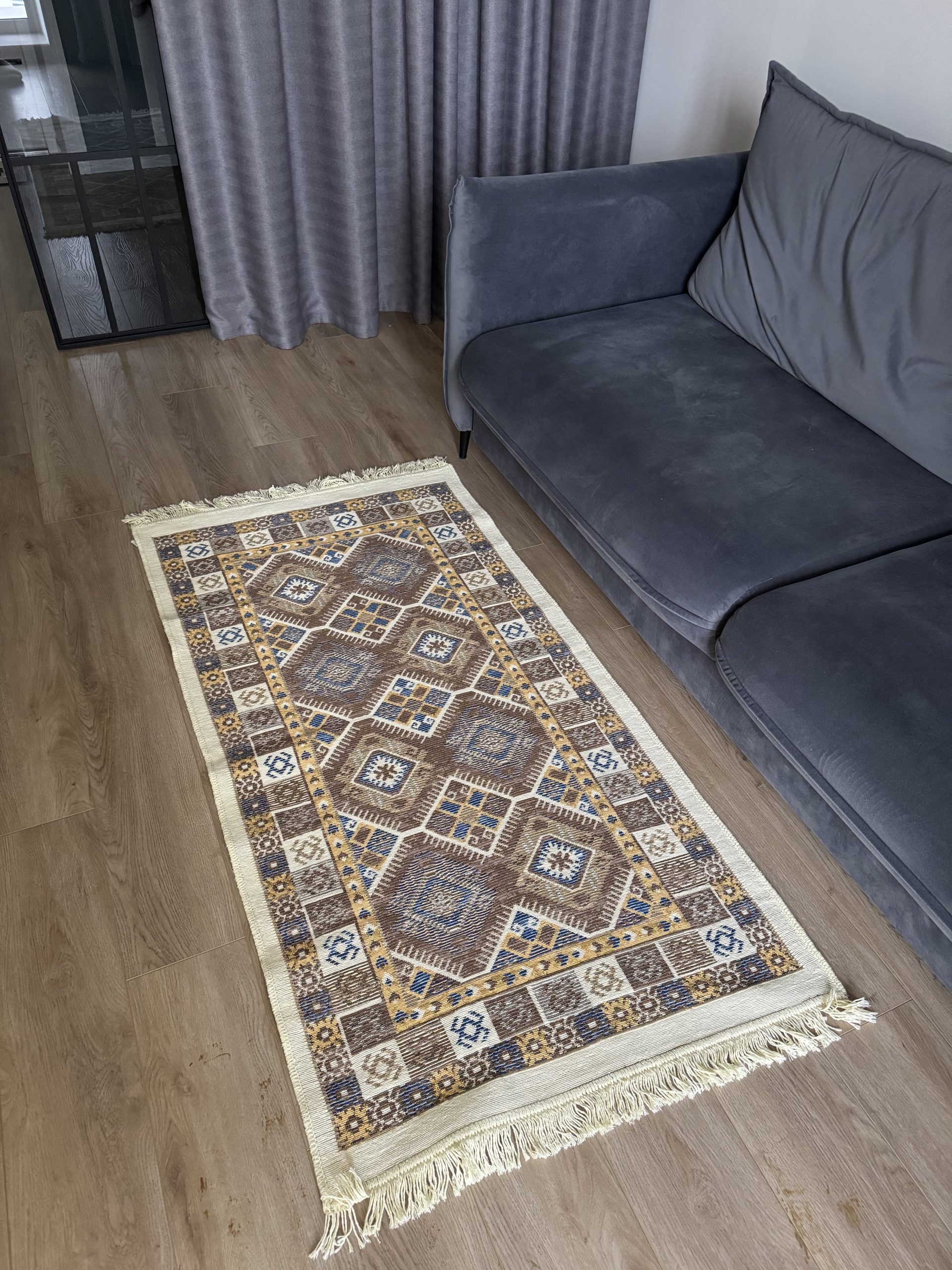 Бавовняний двосторонній килим у етнічному стилі LM 05 BLUE