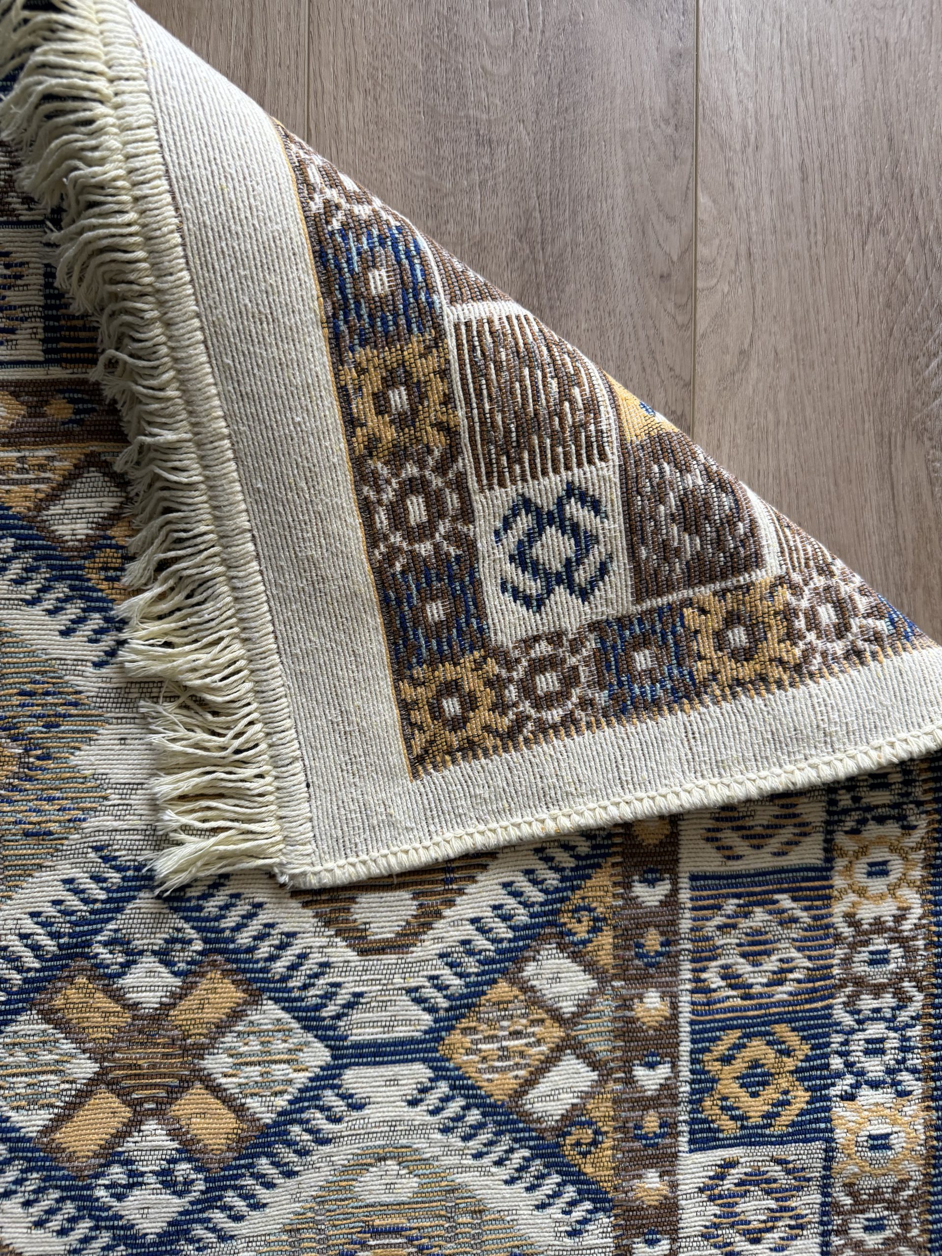 Бавовняний двосторонній килим у етнічному стилі LM 05 BLUE