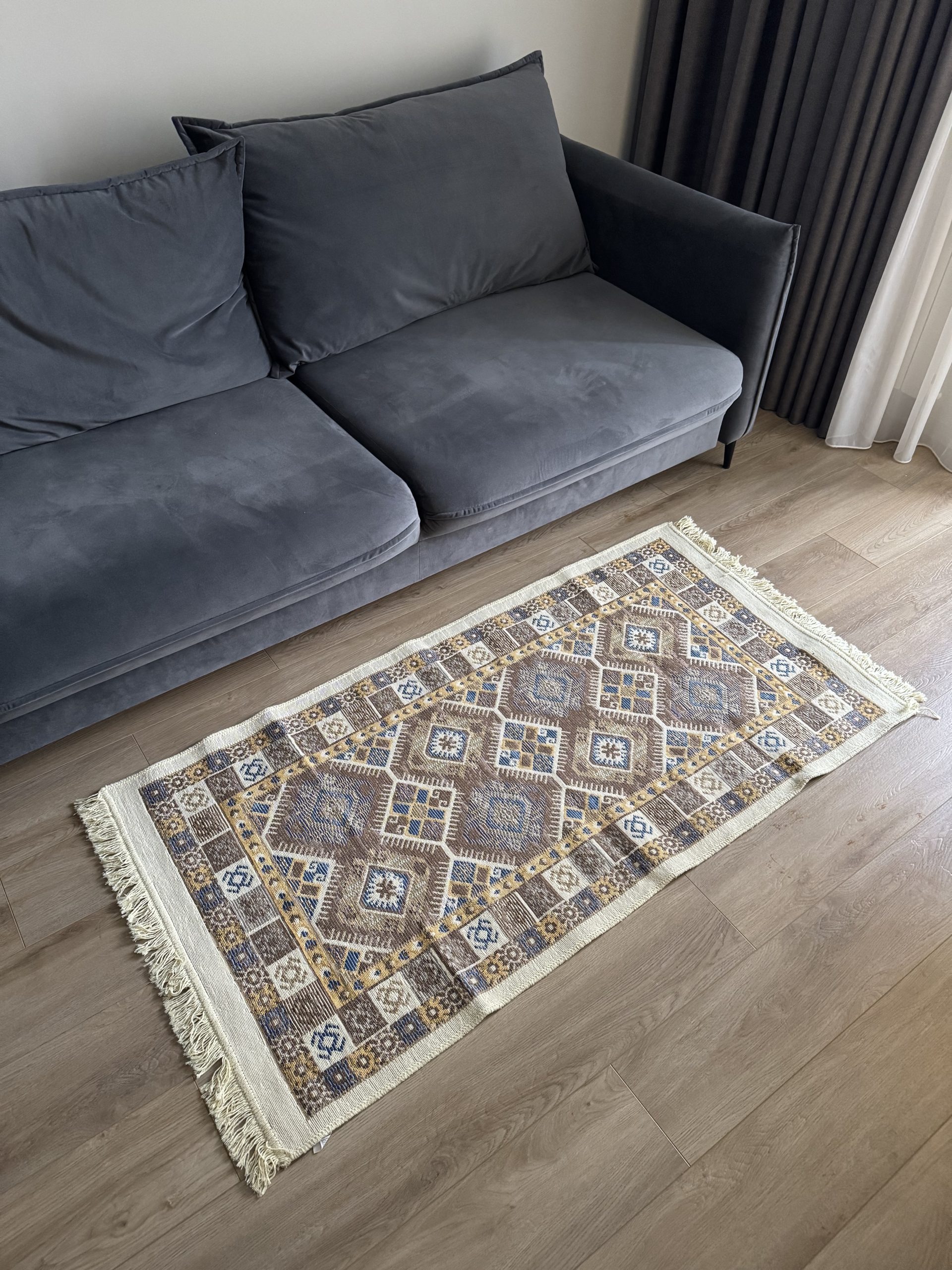 Бавовняний двосторонній килим у етнічному стилі LM 05 BLUE