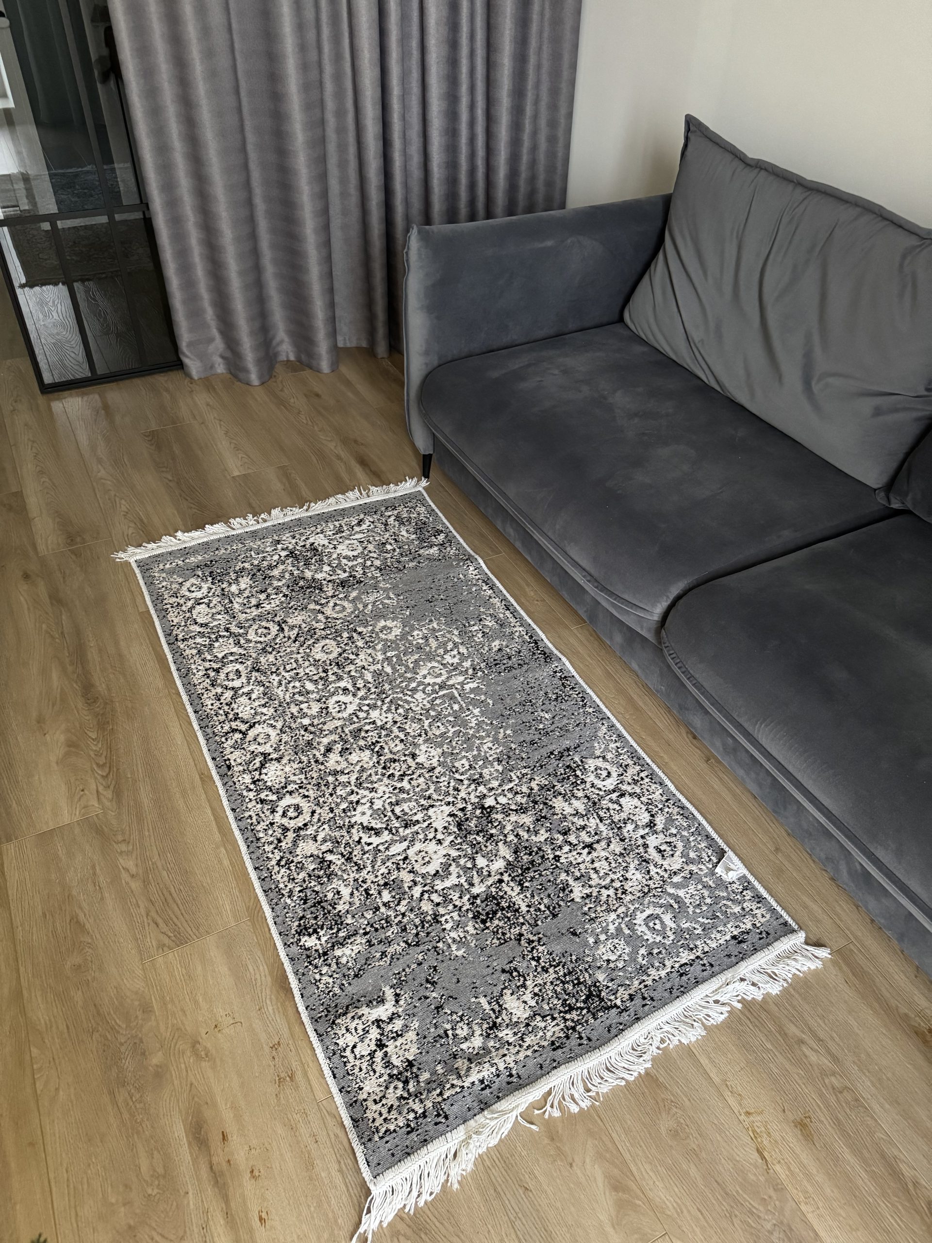 Бавовняний двосторонній килим у мінімалістичному стилі LM 04 GREY