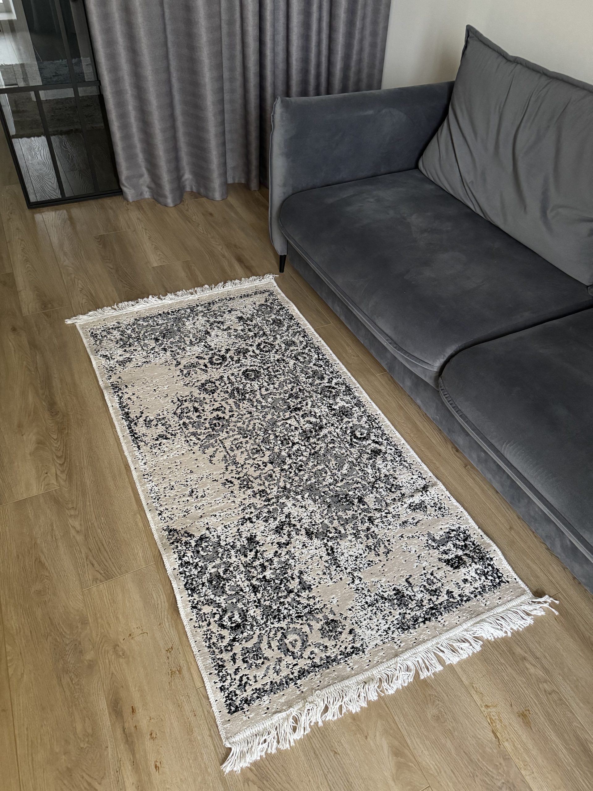 Бавовняний двосторонній килим у мінімалістичному стилі LM 04 GREY