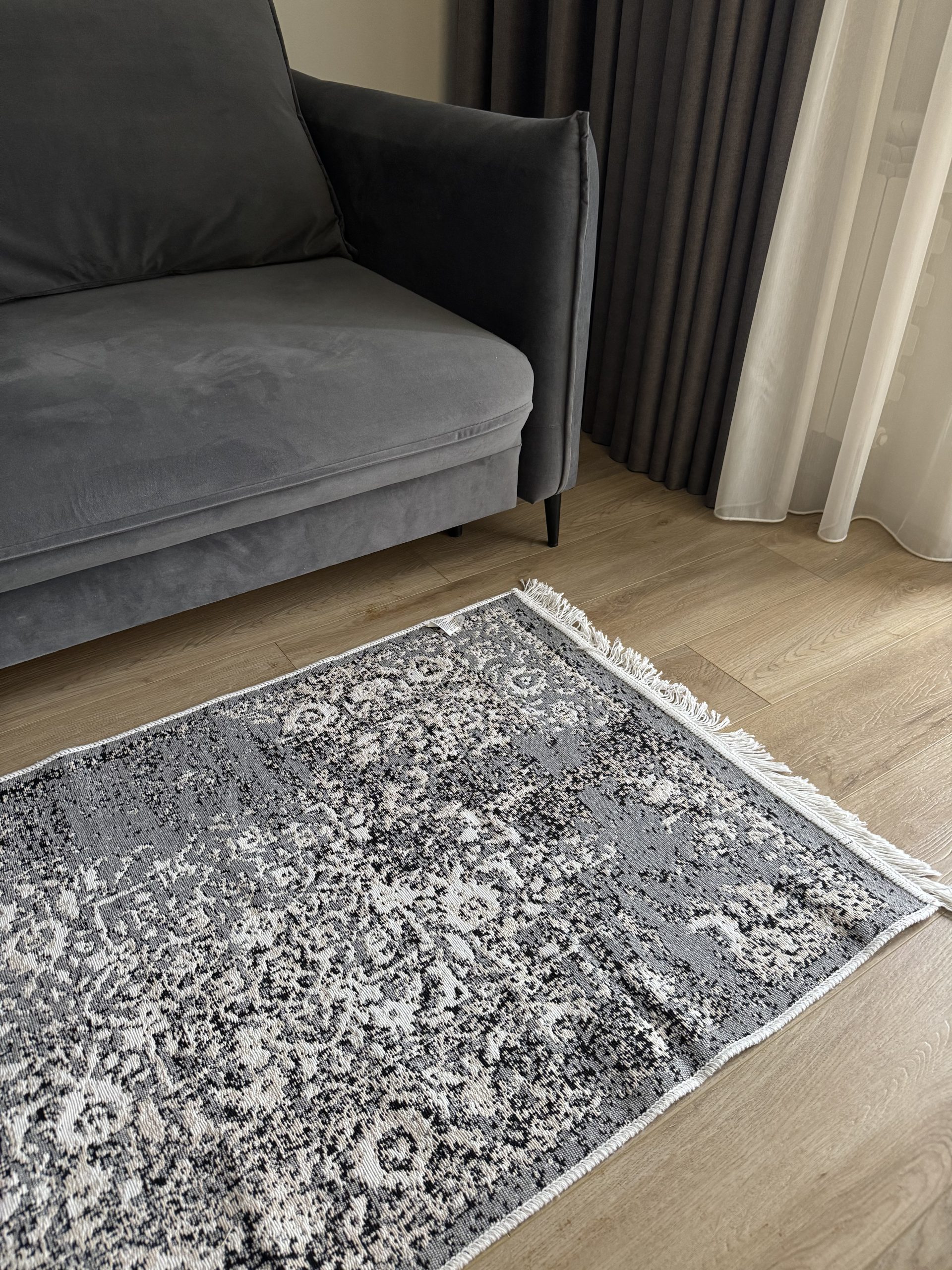 Бавовняний двосторонній килим у мінімалістичному стилі LM 04 GREY