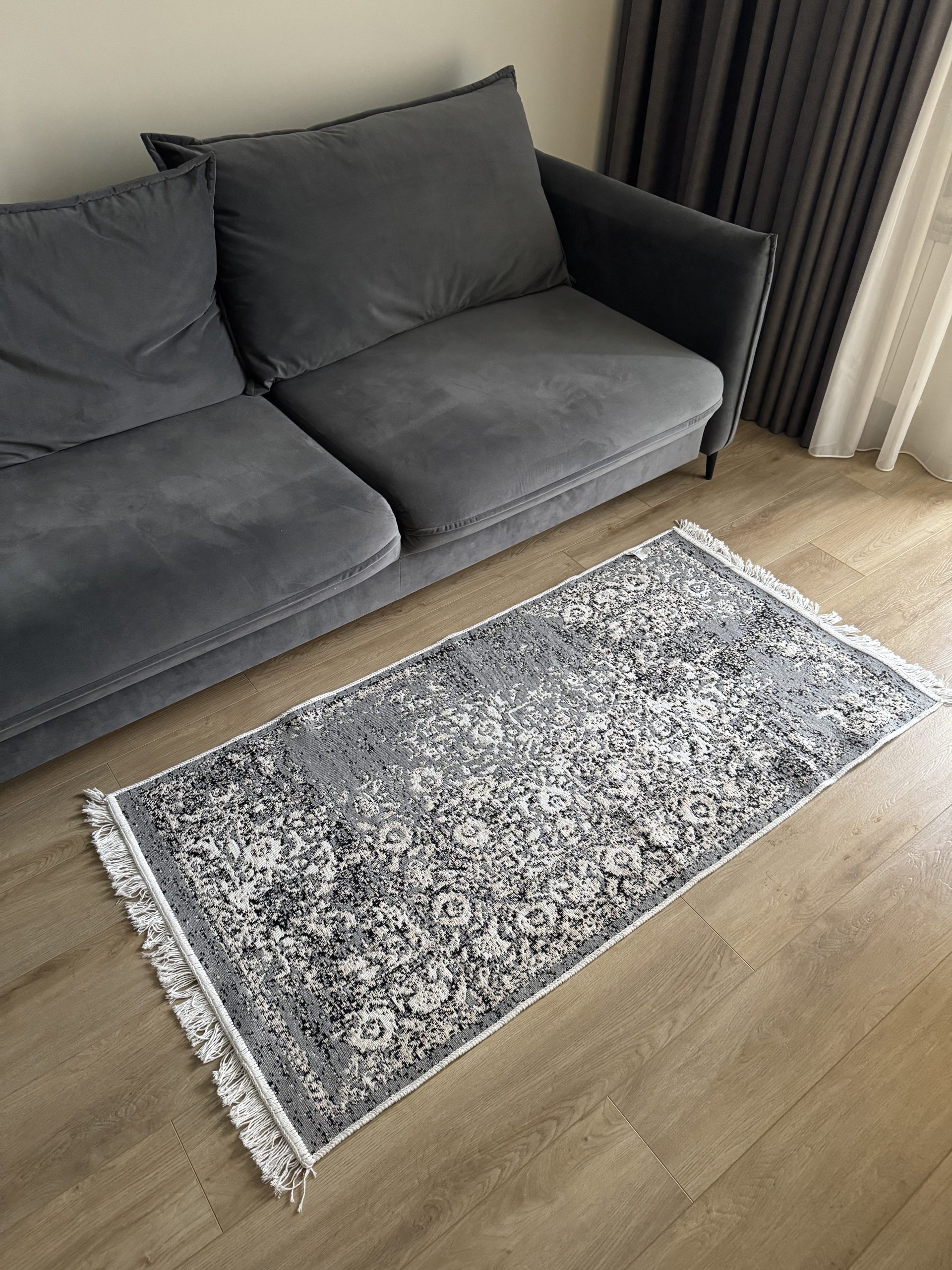 Бавовняний двосторонній килим у мінімалістичному стилі LM 04 GREY