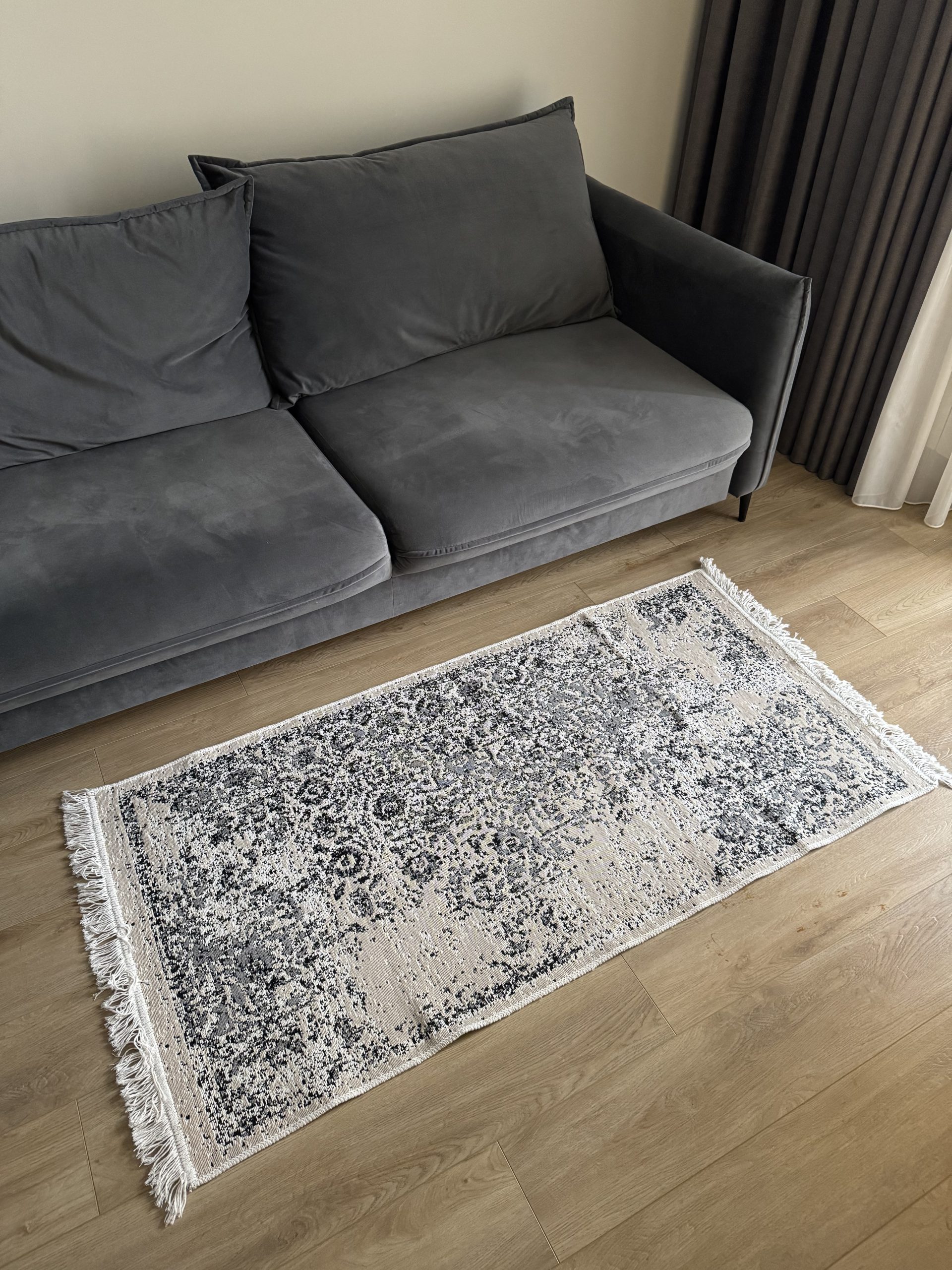 Бавовняний двосторонній килим у мінімалістичному стилі LM 04 GREY