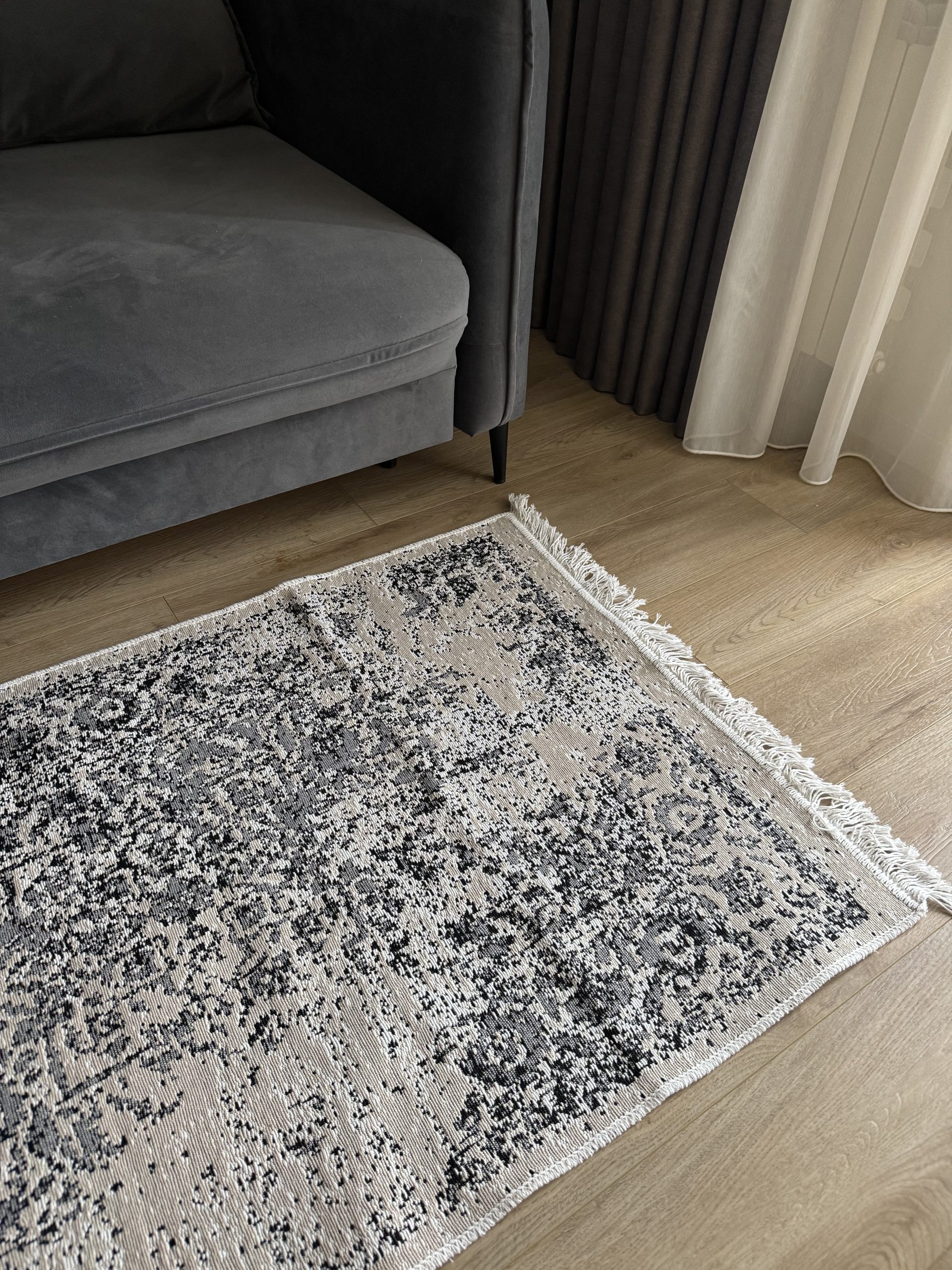 Бавовняний двосторонній килим у мінімалістичному стилі LM 04 GREY